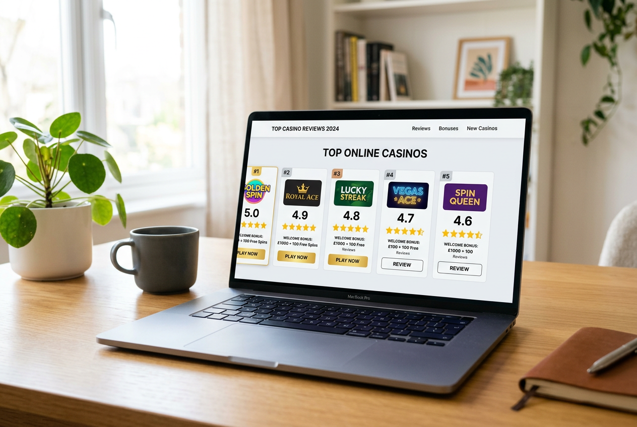 Zrzut ekranu profesjonalnego rankingu kasyn internetowych